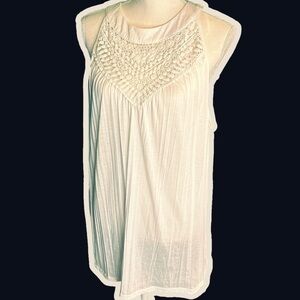NWOT Love Ever After White Lace Neckline Sleeveless Pleated Tank Top Size 3X